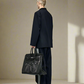 Birkin inspired handmade PU Leather Black tote buckle travel overnight weekender handbag