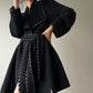 Aconiconi  Long Sleeve Braided Wool Coat- Nocturne of Grass Stream