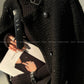 Black night wool two-piece coat jacket skirt - Utopia moonlit