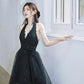 DOLLY Elegant Black French Style  Polka Dot V-Neck Sleeveless Long Banquet Dress-IIENA