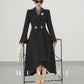 Huanzi double-sided cashmere women's black wool autumn winter coat - Muinw