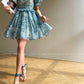 Aconiconi Elegant Blue French Print Short Princess Dress-  Blue Ocean Whisper