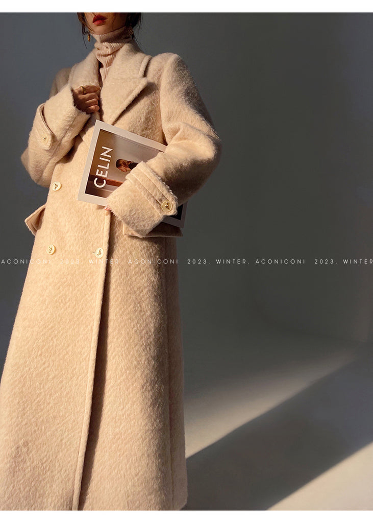 Aconiconi｜Galan Sumu long-haired high-grade woolen long coat- Kalanchoe