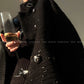 Black night wool two-piece coat jacket skirt - Utopia moonlit