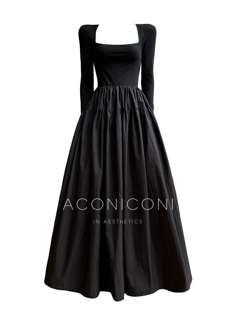 Aconiconi Elegant Black French Sleeveless High Waist Tutu Dinner Dress- Baileys