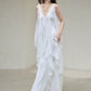 DOLLY Luxury White V-Neck Sleeveless Loose Ruffle Wedding Dress-Yola