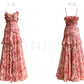 Aconiconi Elegant French Rose Color V-Neck Sleeveless Floral Dinner Dress- Atami Rose