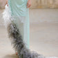 DOLLY High End Gray and White Russian Style High Grade Fluffy Feather Shawl-BENI