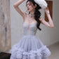 DOLLY Elegant Fog Blue strapless Bandeau High Waist Tutu wedding Dress- vero