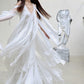 DOLLY Luxury White V-Neck Sleeveless Loose Ruffle Wedding Dress-Yola