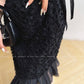 Aconiconi Elegant Black Retro Sleeveless lbd lace Dinner Dress- Quiet Night Orchid