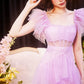 DOLLY High End Square Collar Short Ruffle Sleeves High Waist French Style Dress-MARIANA
