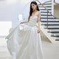 DOLLY Luxury White Satin Retro Bandeau Long Wedding Dress-NONYE