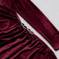 DOLLY Elegant Burgundy V-Neck Long Sleeve Velvet Long Slit Formal Dinner Dress-HAZEL