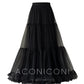 Aconiconi Elegant High Waist Ruffle Mesh Princess Long midi layered Skirt- Quiet Shadow Quicksand