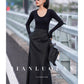 Huanzi customized loose slit midi black skirt - Swan