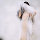 DOLLY High End Gray and White Russian Style High Grade Fluffy Feather Shawl-BENI