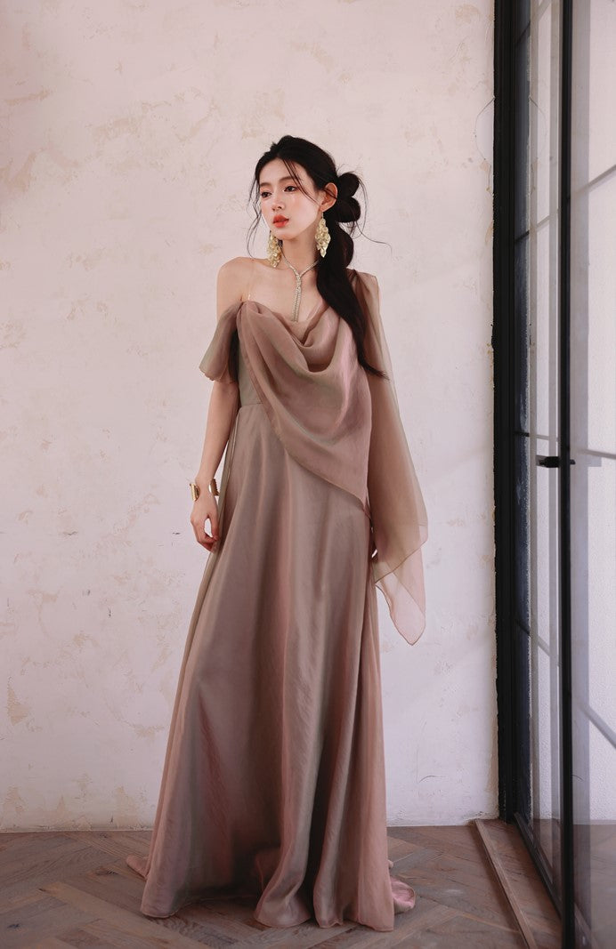 DOLLY High End Lazy Style Sleeveless Draped Collar Long Resort Dress-DEHLI