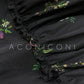 Aconiconi Luxury Black Retro Floral Print V-Neck Slim Waist Midi Cocktail Dress- Dark Fragrance