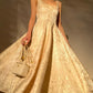 Aconiconi Light luxury gilt French jacquard midi Bridal dress - Twilight