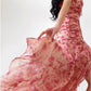 Aconiconi Elegant French Rose Color V-Neck Sleeveless Floral Dinner Dress- Atami Rose