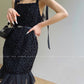 Aconiconi Elegant Black Retro Sleeveless lbd lace Dinner Dress- Quiet Night Orchid