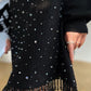 Aconiconi Elegant Black Retro High Waist Diamond Tassel Chic Skirt-  Shallow Light