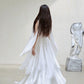 DOLLY Luxury White V-Neck Sleeveless Loose Ruffle Wedding Dress-Yola