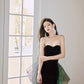 DOLLY Elegant Black Bandeau Sleeveless Long Body Hug Sexy Dinner Dress-CARA