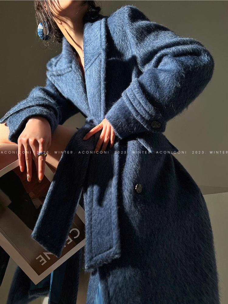 Aconiconi｜Galan Sumu long-haired high-grade woolen long coat- Kalanchoe