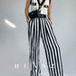 Huanzi high-end striped high-waist wide leg pants - Nuna