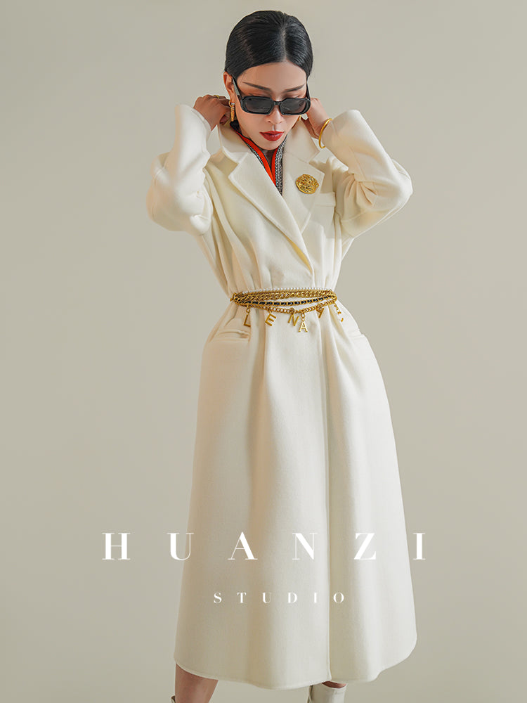 Huanzi custom-made Australian wool pure hand-sewn double-sided autumn winter coat - Iya