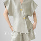 Huanzi custom couture Tencel micro-flash high-end vest shorts set- Vince