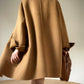 Aconiconi Elegant Brown Suit Collar Double Breasted Long Sleeve Long Coat- Ximu Lover