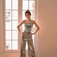 DOLLY Luxury strapless Sequin Top + Long Sequin High Waist Flare Pants suit setpantpa-THEA