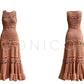 Aconiconi Elegant Brown Sleeveless 100% cotton Crochet Knitted Long midi Dress - Alice Dream