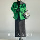 Huanzi green imitation fur autumn winter coat - Miiw