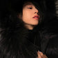 Aconiconi Elegant Duck Down Long Sleeve Hooded Long Fur Winter Coat -  He Xu Ling Hua