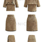 Aconiconi| Caramel wool jacket loose cropped tweed coat suit and skirt hip- Cocoa