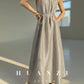 Huanzi custom high-end long sleeveless V-neck dress summer - Miel