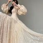 Aconiconi Luxury Black/Beige Long Sleeve Long bridal Sequin Dress- Moonlight Celebrity