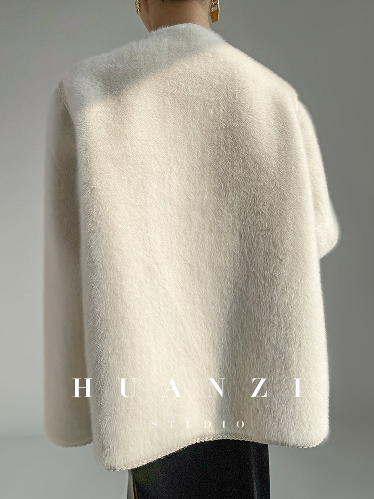 Huanzi green imitation fur autumn winter coat - Miiw