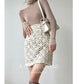 Aconiconi Elegant French Retro Hollow lace High Waist Midi pencil lace Skirt - Tina