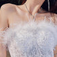 DOLLY Elegant Sleeveless Feather Tube Top Embroidery Long Tutu wedding Dress-KYLIE