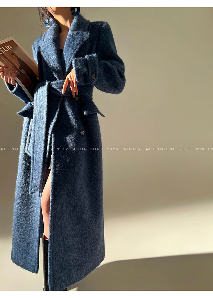 Aconiconi｜Galan Sumu long-haired high-grade woolen long coat- Kalanchoe