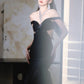 DOLLY  High End Black Off Shoulder Sequin Tube Top Long Banquet Dress-Maris