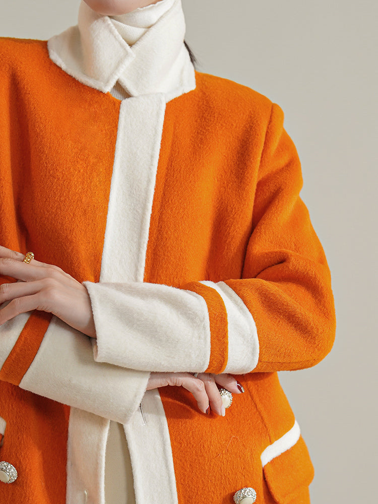 Huanzi custom high-grade orange double-sided cashmere wool autumn winter coat - Cirre