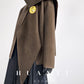 Huanzi wool tweed autumn  winter short cashmere double-sided coat - Talfy