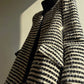 Aconiconi Elegant Black And White Stripe Long Sleeve Long Wool Coat- Quiet Night Flowing Light