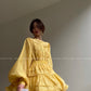 Aconiconi Elegant Crew Neck Long Sleeve Loose Tutu Chic Retro Dress- Purple Turmeric